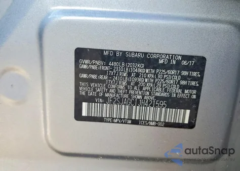 2018 Subaru Forester 2.5I Premium z USA, uszkodzony, nr VIN JF2SJAGC1JH421595